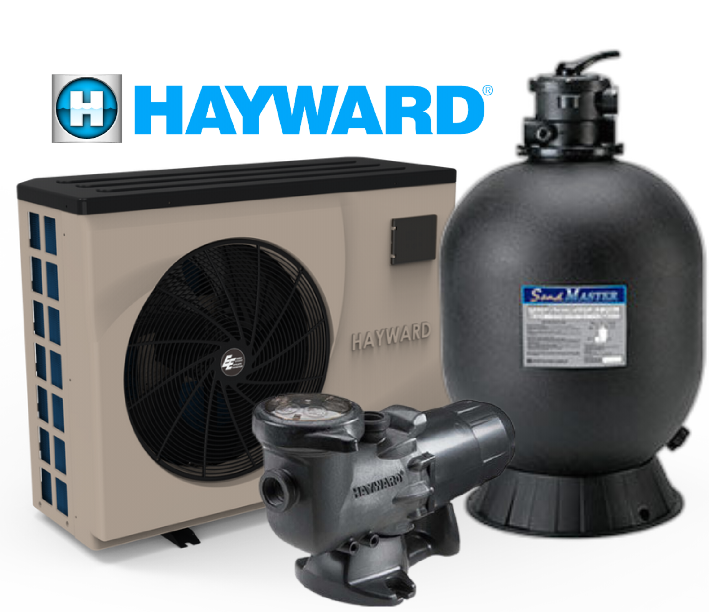 Hayward Pool Products, Inc., Hayward 55,000 BTU VS Heat Pump + Hayward TurboFlo II 1HP + Hayward 19" Sand Filter